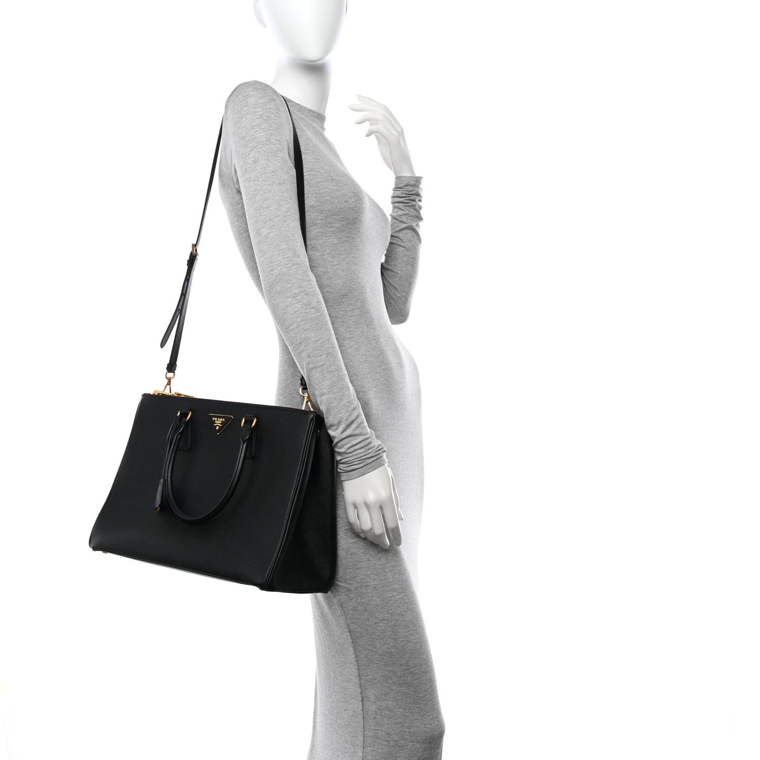 Prada Saffiano Lux Large Galleria Double Zip Tote Black 2 of 11