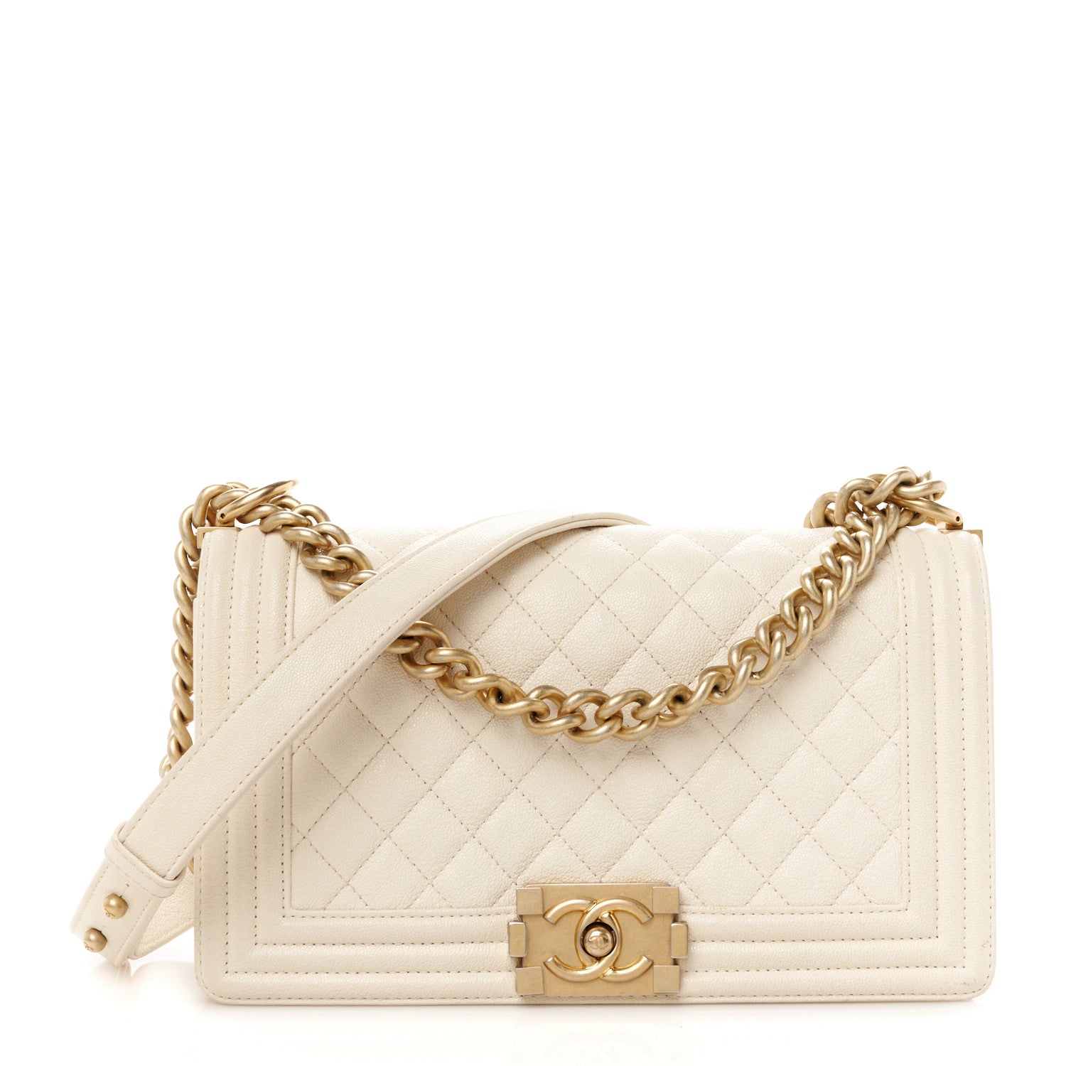 Chanel Caviar Quilted Medium Boy Flap White 1 of 11