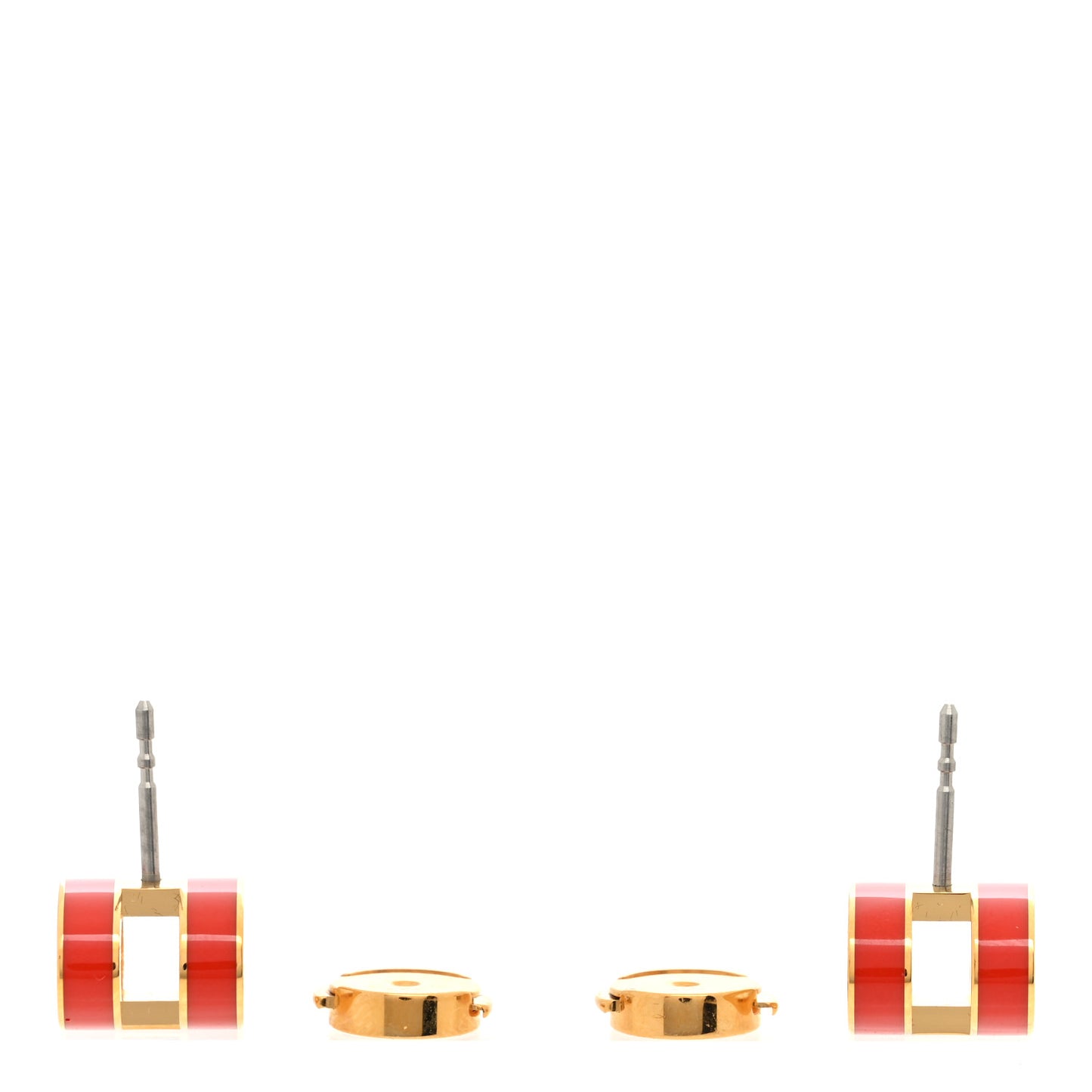 Gold Lacquered Pop H Earrings Orange
