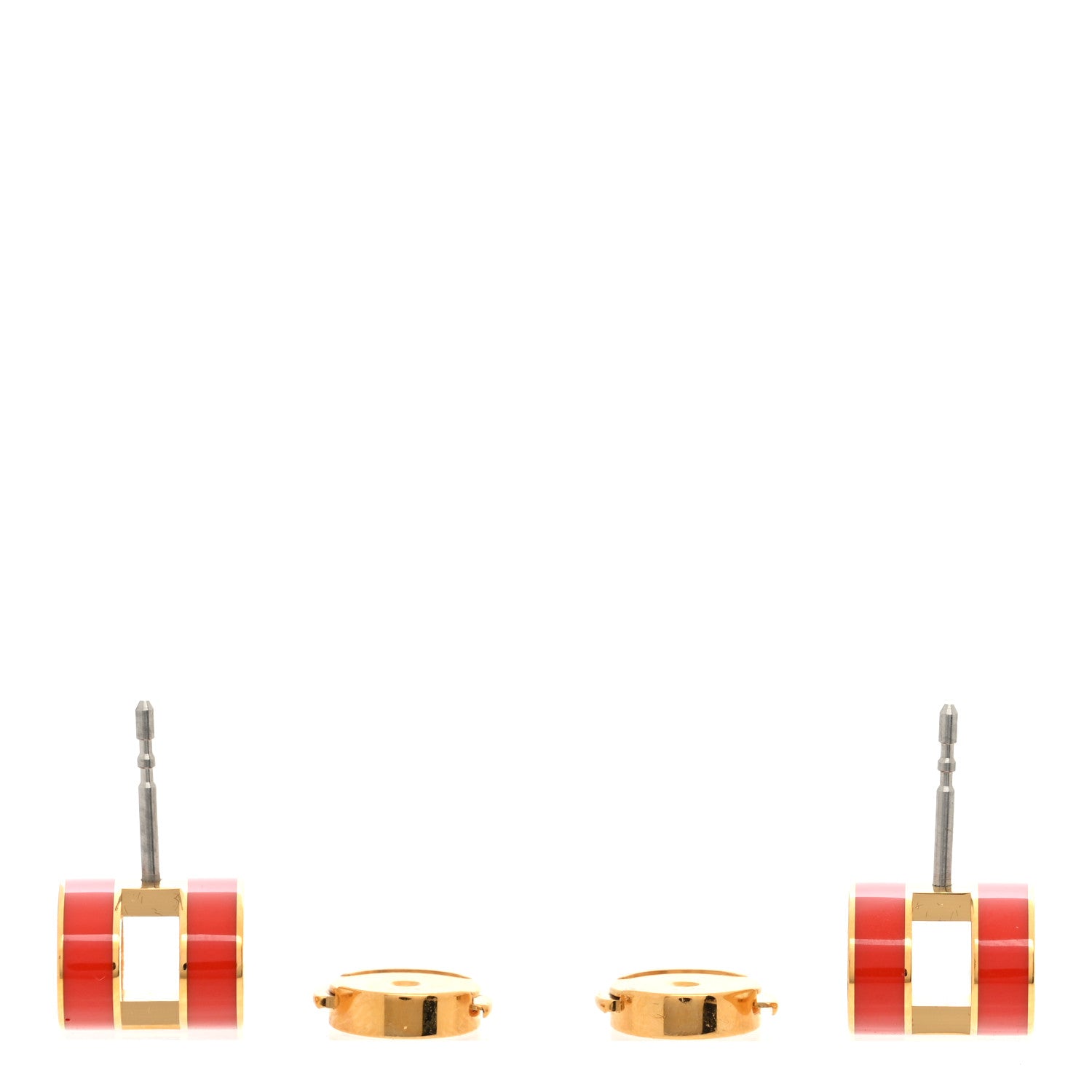 Hermes Gold Lacquered Pop H Earrings Orange 3 of 4