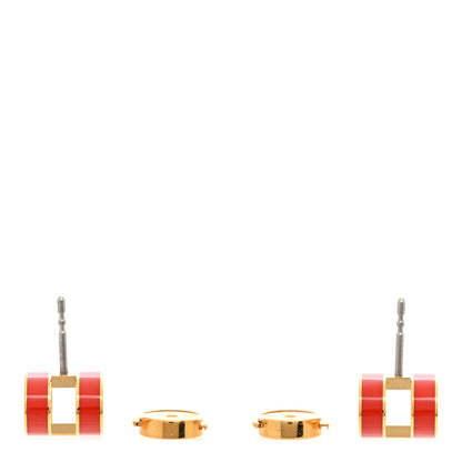 Hermes Gold Lacquered Pop H Earrings Orange 3 of 4