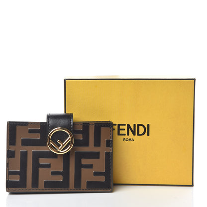 Fendi Vitello Liberty F is Fendi Bi-Color FF 1974 Embossed Gusseted Card Holder Maya Black 8 of 8