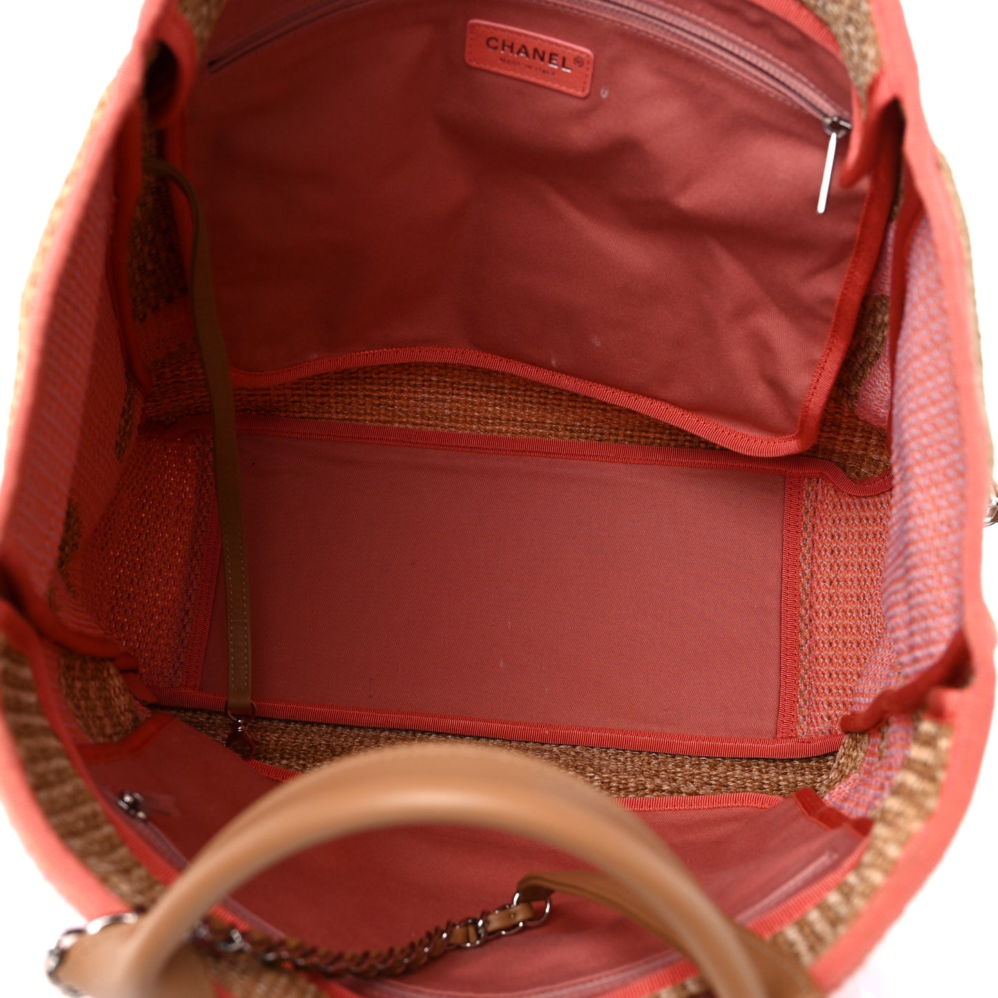 Mixed Fibers Large Shopping Bag Pink Beige
