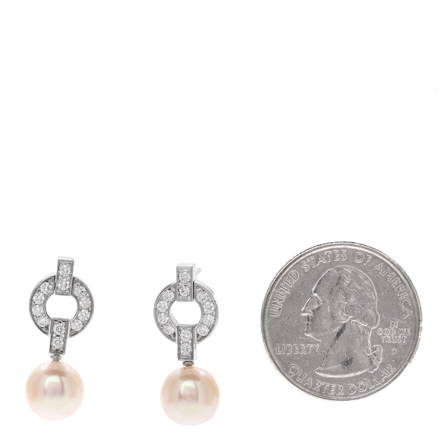 Cartier 18K White Gold Diamond Akoya Pearl 9mm Himalia Earrings 2 of 7