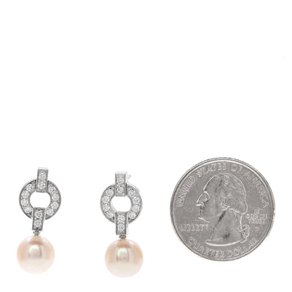 Cartier 18K White Gold Diamond Akoya Pearl 9mm Himalia Earrings 2 of 7