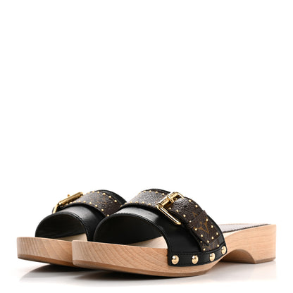 Louis Vuitton Calfskin Monogram Cottage Mules 37 Black 4 of 10