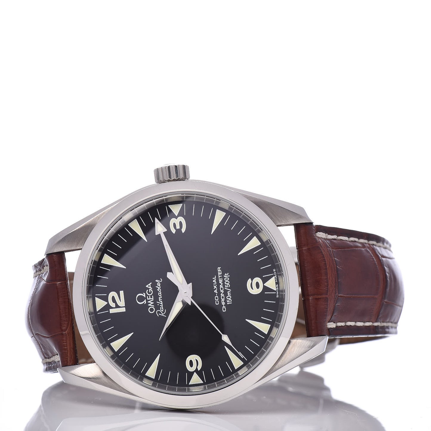 Stainless Steel Alligator 42mm Railmaster Aqua Terra Co-Axial Chronometer Automatic Watch Black 2502.52.00