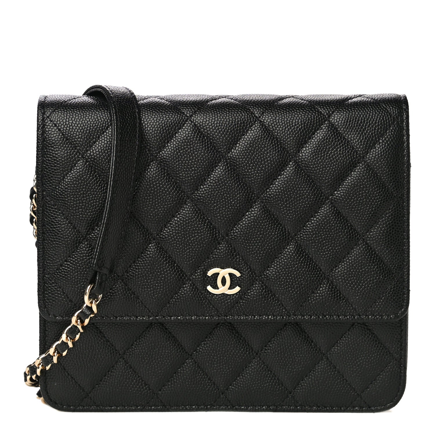 Chanel Caviar Quilted Square Wallet On Chain WOC Black 1 of 12