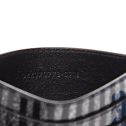 Saint Laurent Patent Glitter Striped Monogram Credit Card Case Black Silver 6 of 6
