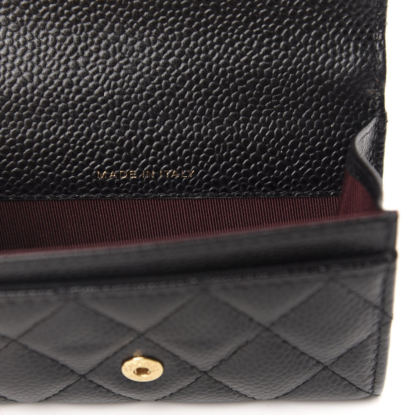 Caviar Quilted Flap Card Holder Wallet Black