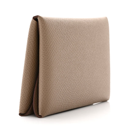 Hermes Epsom Calvi Duo Card Case Etoupe 3 of 9