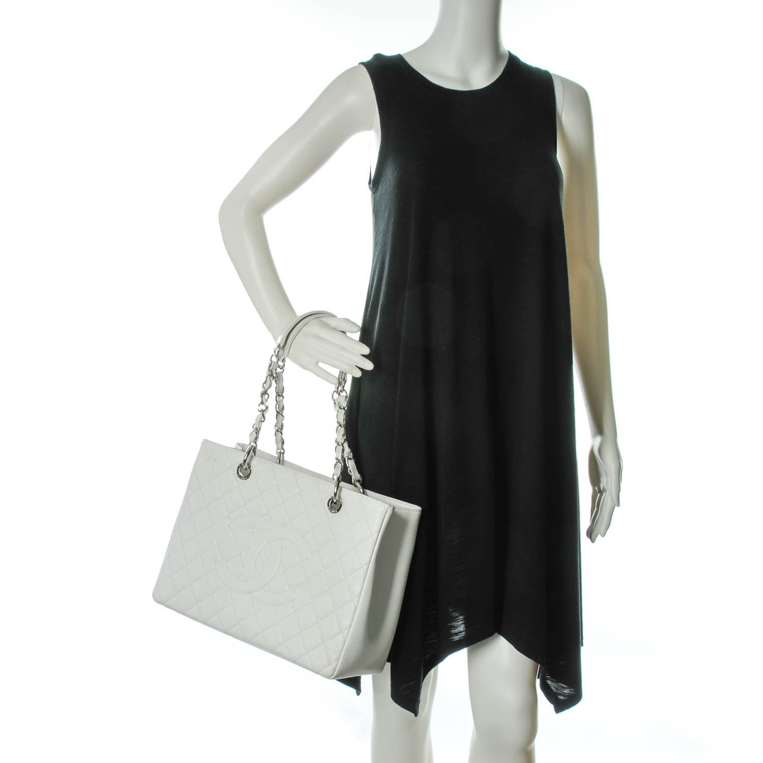 Chanel Caviar Quilted Grand Shopping Tote GST White 2 of 8