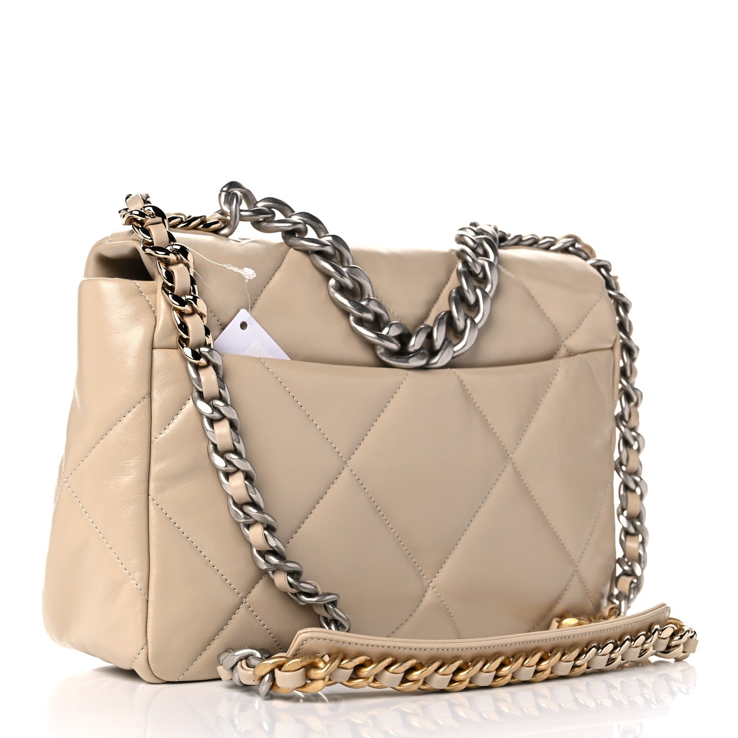 Chanel Lambskin Quilted Large Chanel 19 Flap Beige 2 of 9