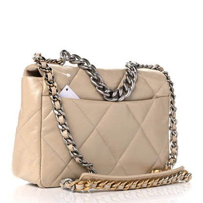 Chanel Lambskin Quilted Large Chanel 19 Flap Beige 2 of 9