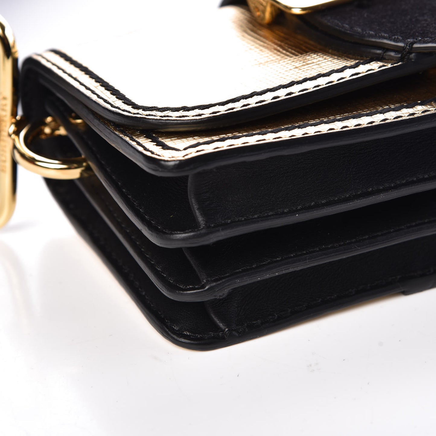 Metallic Calfskin Small Madison Buckle Bag Gold