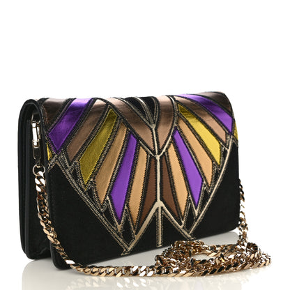 Givenchy Suede Calfskin Egyptian Print Mini Pandora Chain Wallet Multicolor 2 of 16