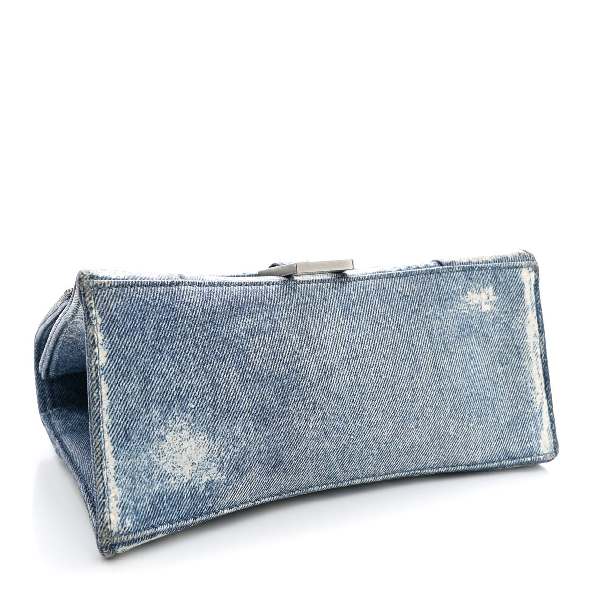 Nappa Denim Printed Small Hourglass Top Handle Bag Denim Blue