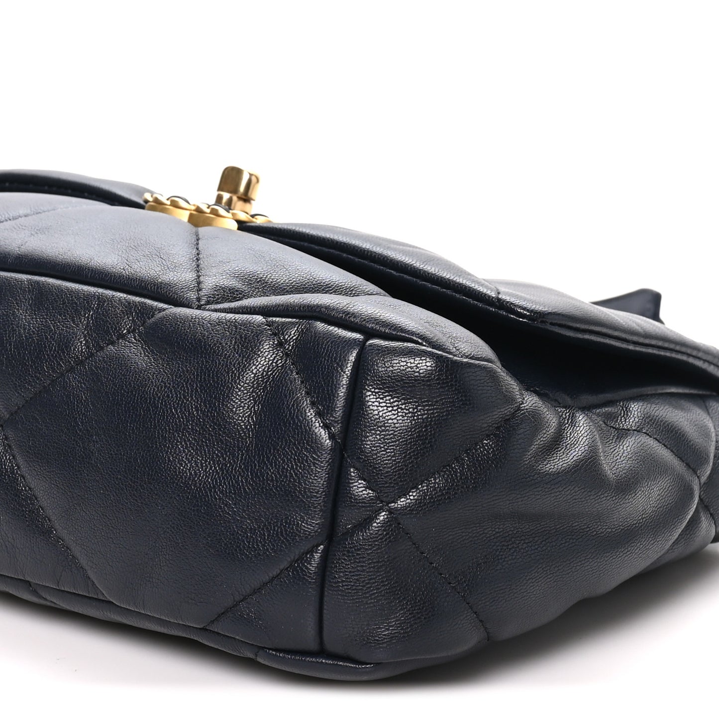 Goatskin Quilted Medium Chanel 19 Flap Navy Blue