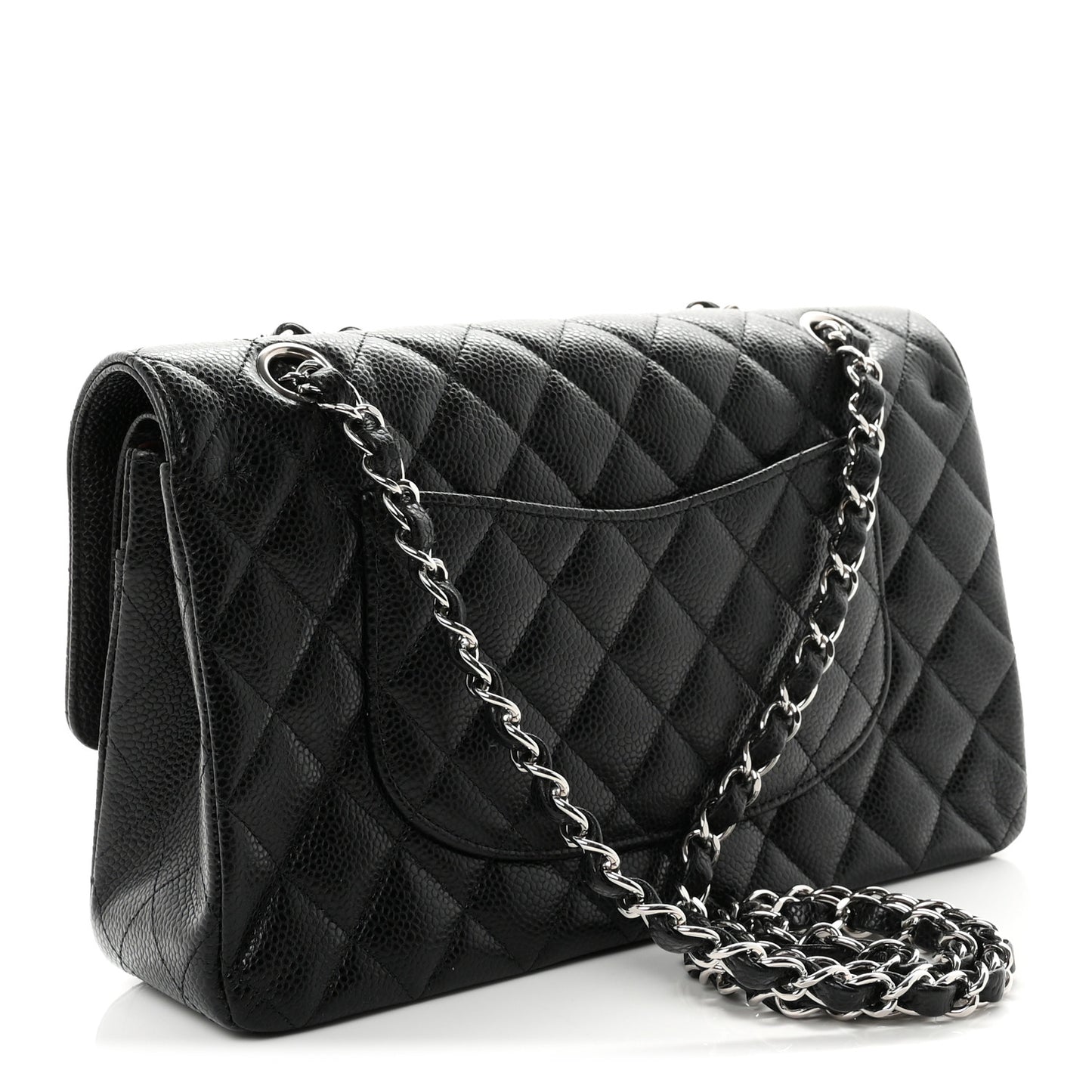 Caviar Quilted Medium Double Flap Black