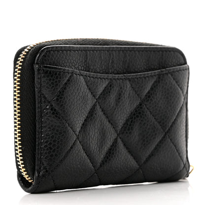 Chanel Caviar Quilted Zip Coin Purse Black 3 of 7