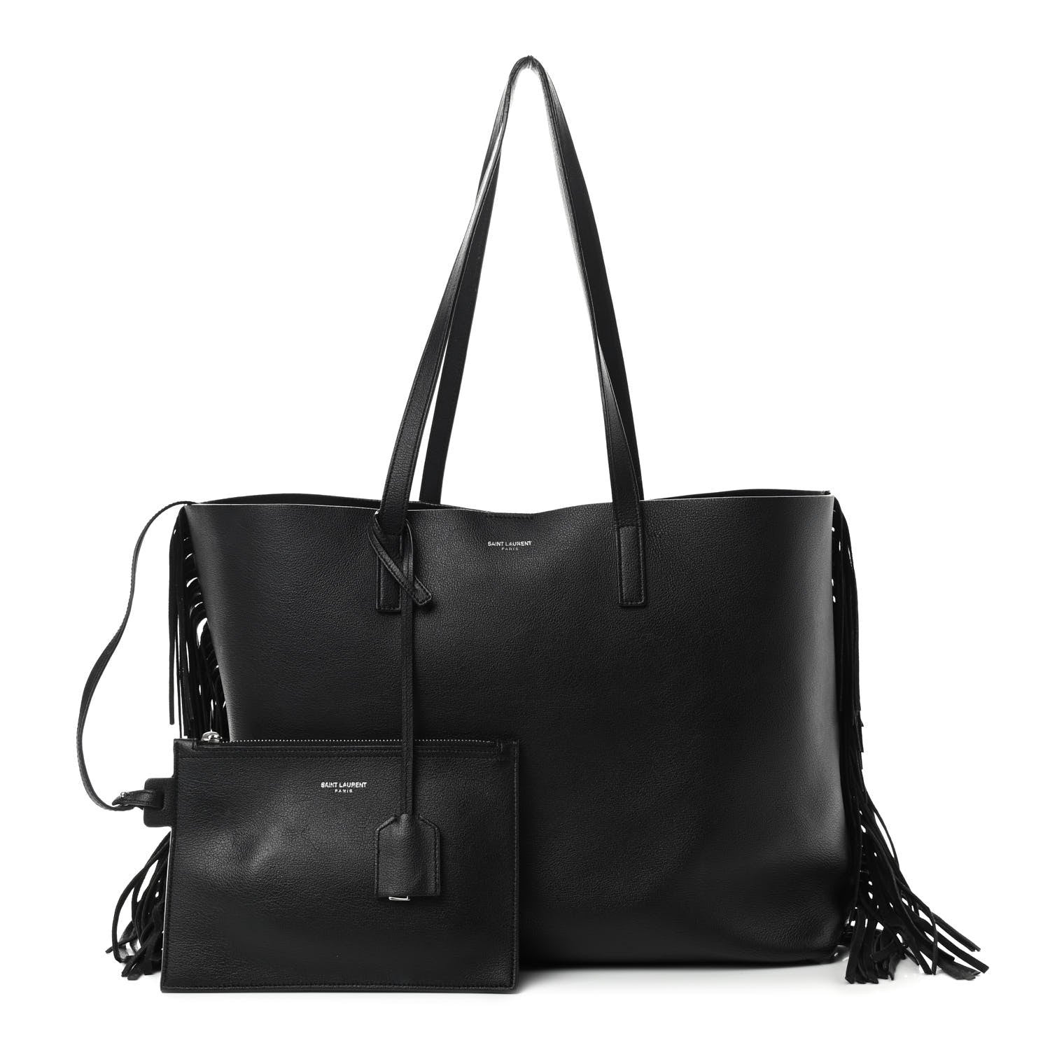 Saint Laurent Calfskin Large Fringe Shopping Tote Black 1 of 13