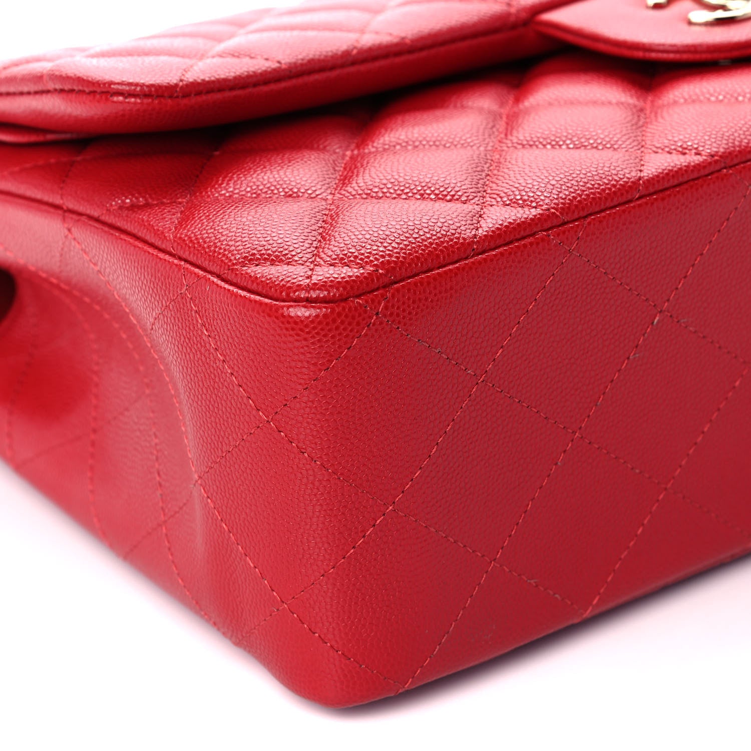 Chanel Caviar Quilted Jumbo Double Flap Red 9 of 11