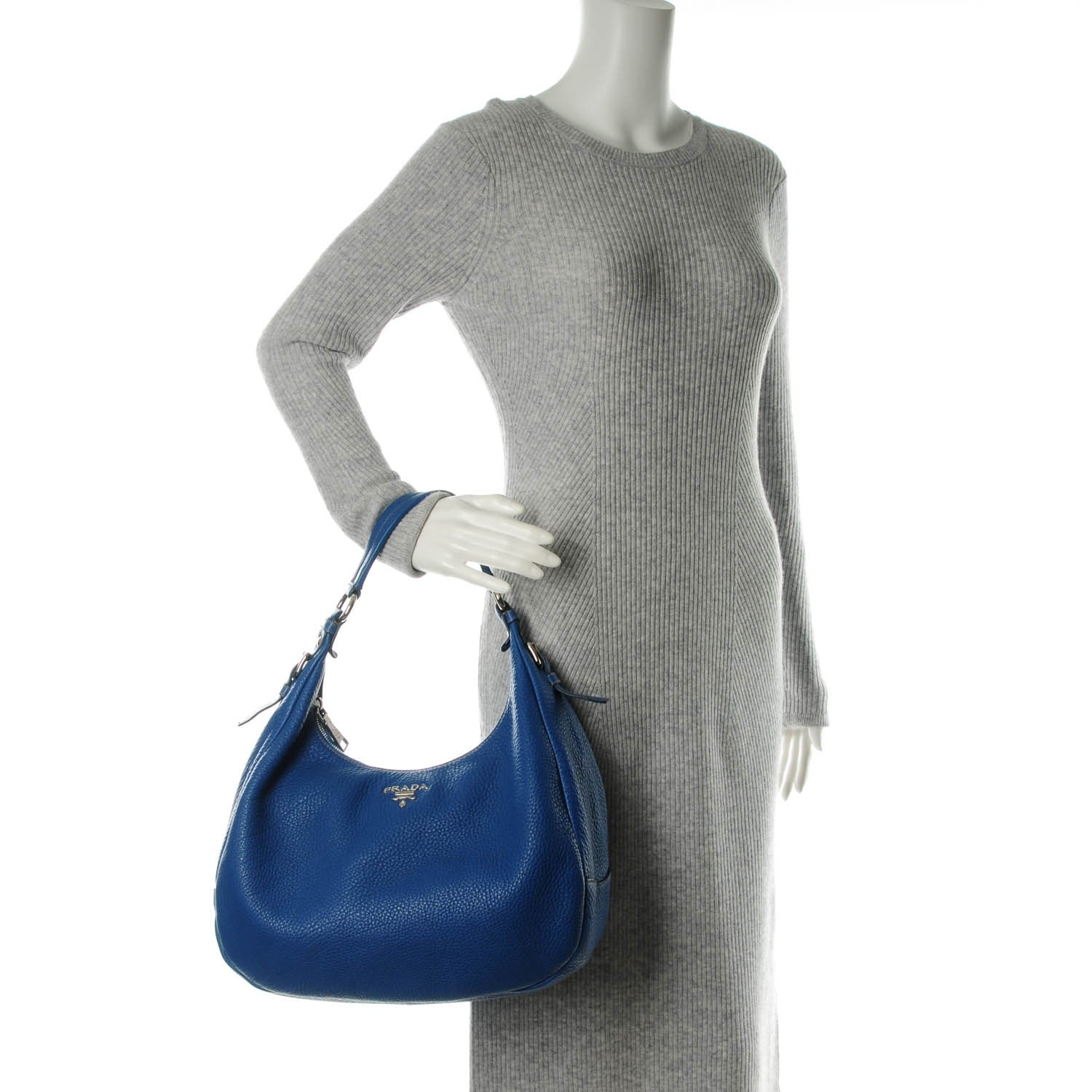 Prada Vitello Daino Hobo Cobalto 2 of 8