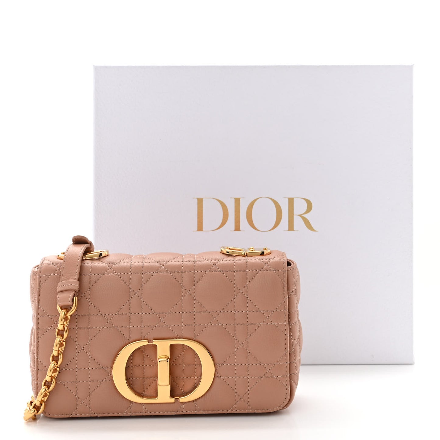 Grained Calfskin Cannage Small Caro Bag Rose De Vents