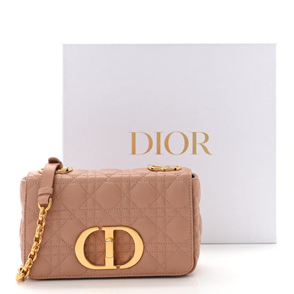 Christian Dior Grained Calfskin Cannage Small Caro Bag Rose De Vents 11 of 11
