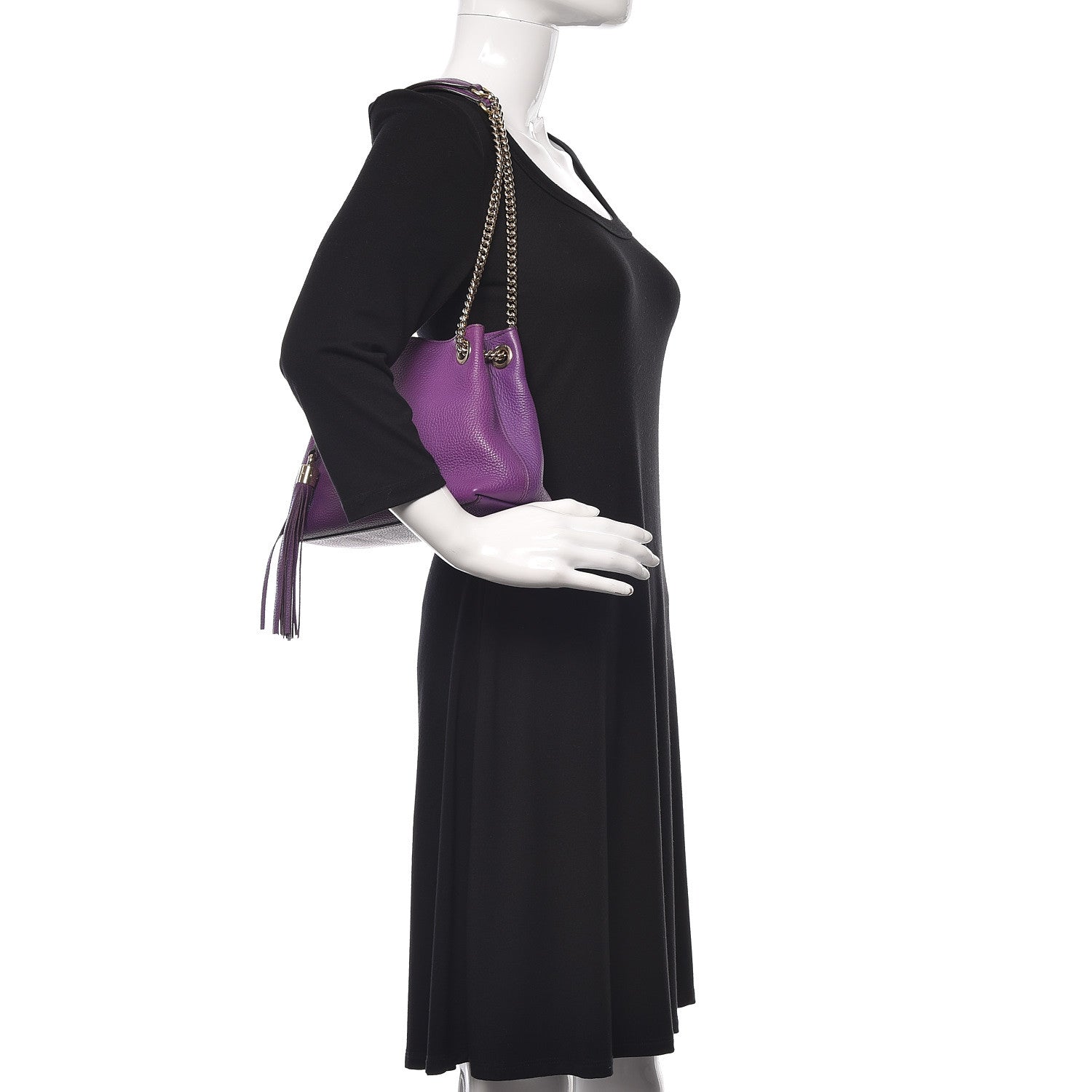 Gucci Pebbled Calfskin Small Soho Chain Shoulder Bag Shine Purple 2 of 13