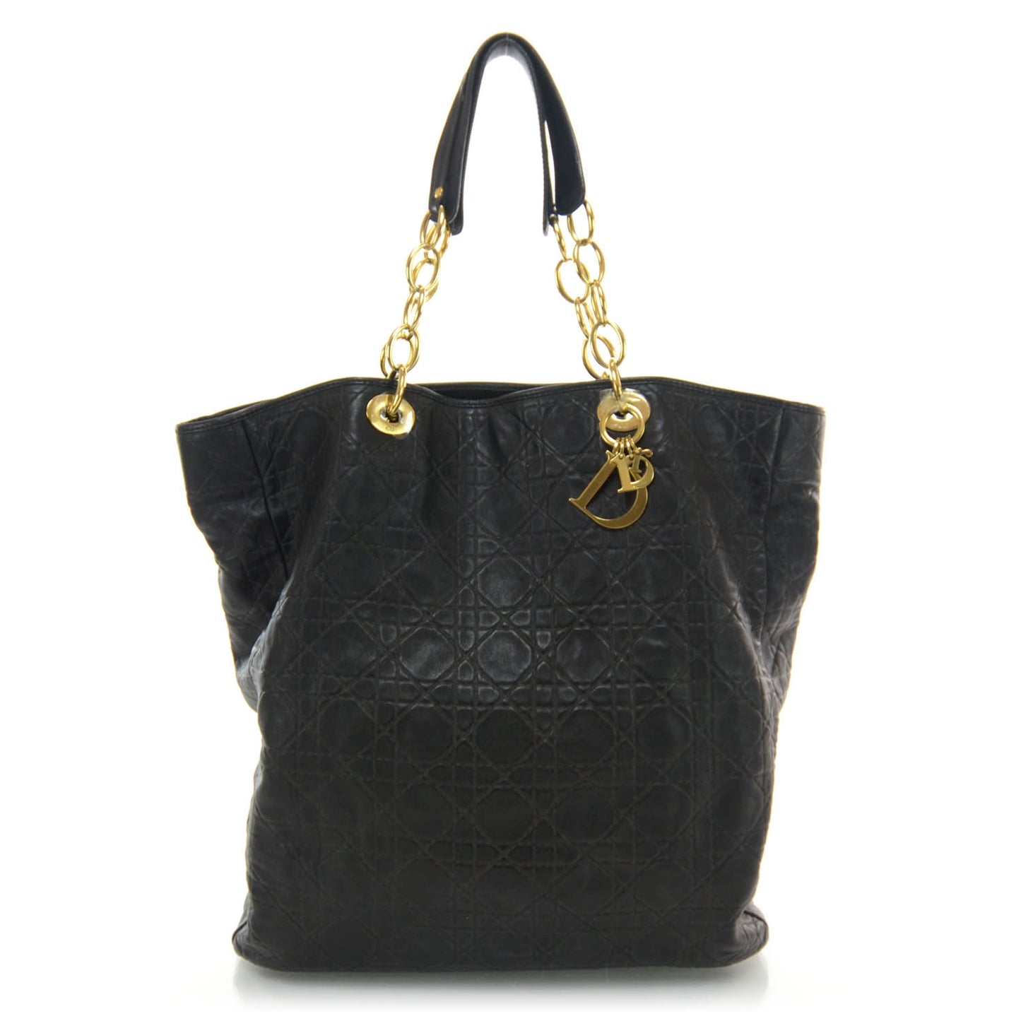 Lambskin Cannage Shopper Tote Black