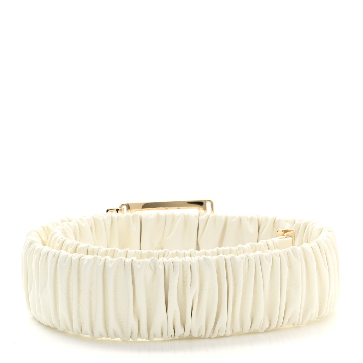 Lambskin Ruched CC Belt 75 30 White