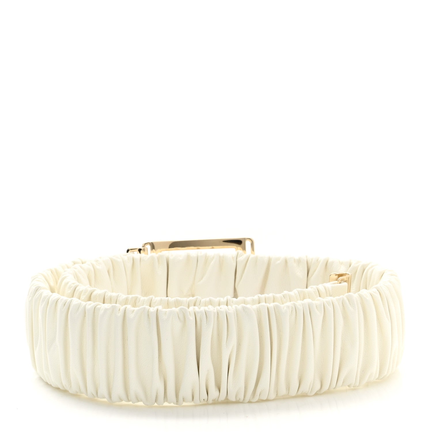 Chanel Lambskin Ruched CC Belt 75 30 White 2 of 4