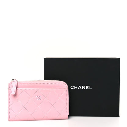 Chanel Lambskin Quilted Zip Card Holder Light Pink 9 of 11