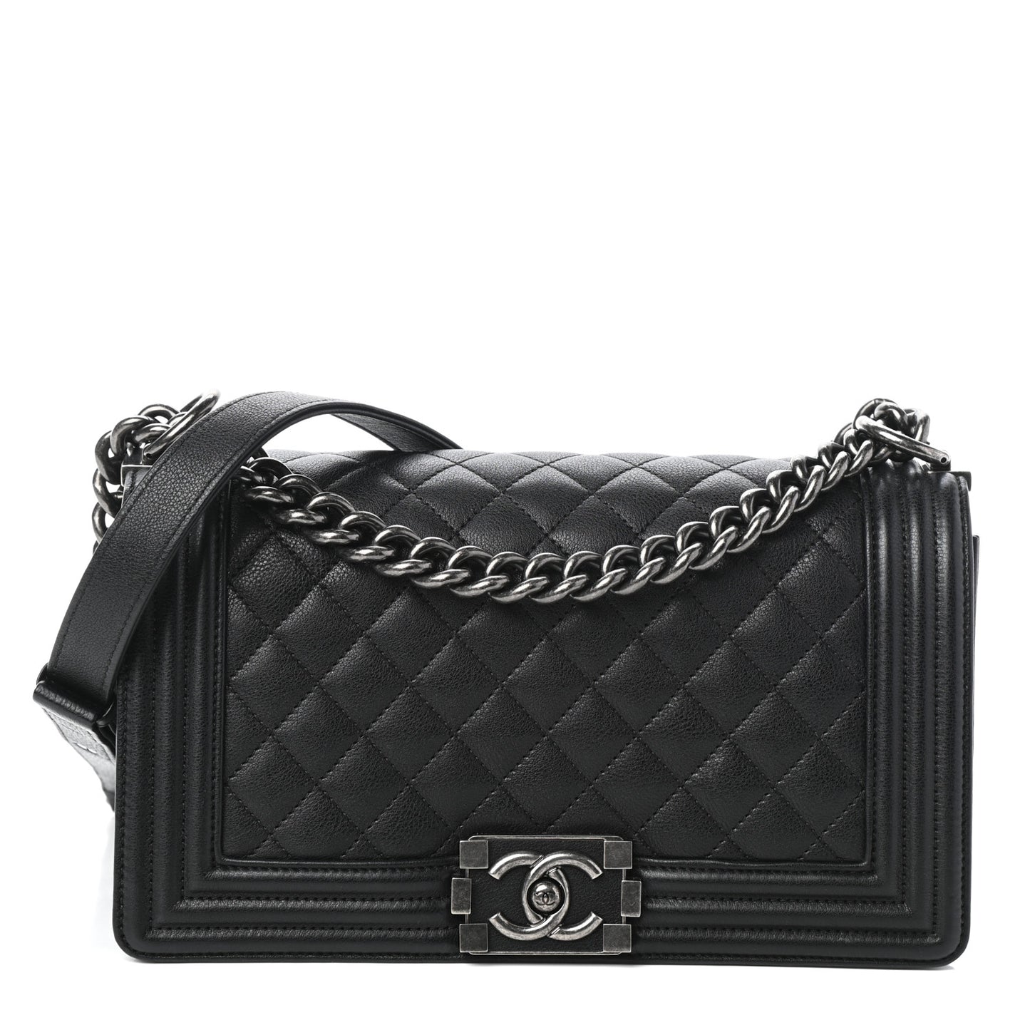 Calfskin Quilted Medium Boy Flap Black