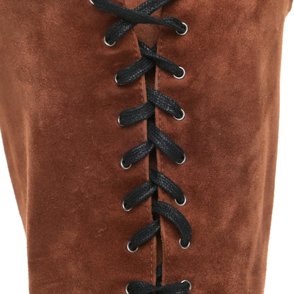 Chanel Suede Patent Calfskin Over The Knee Boots 39.5 Brown White Black 8 of 22