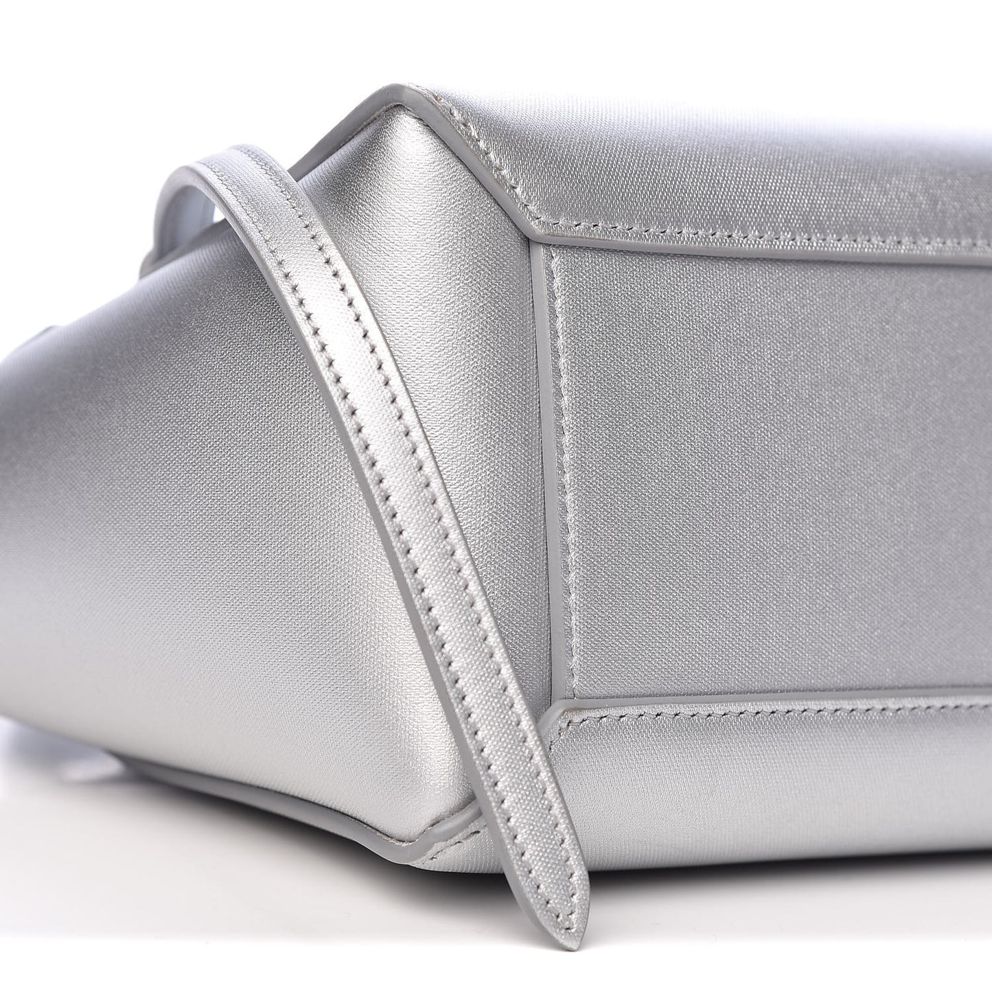 Laminated Calfskin Nano Belt Bag Silver
