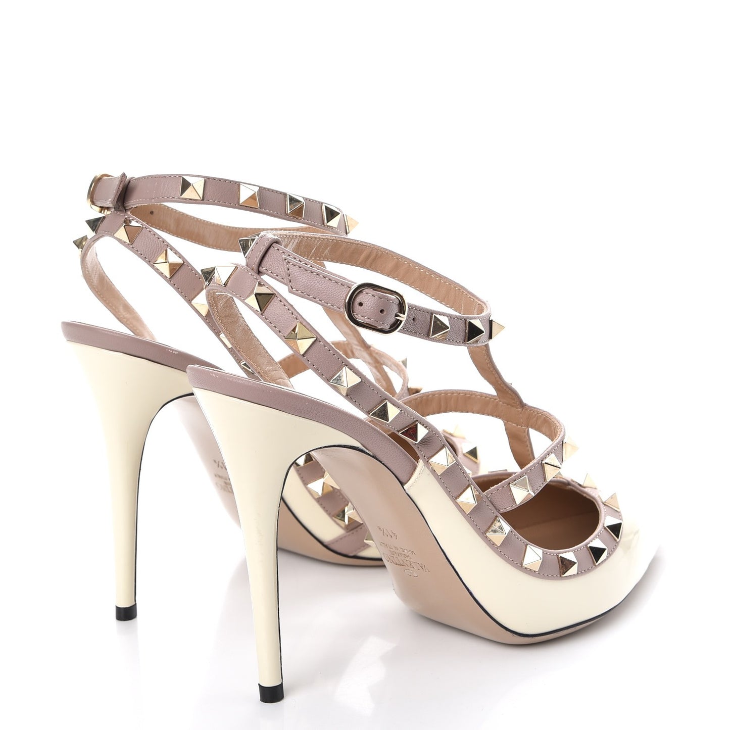 Patent Rockstud Ankle Strap Pumps 41.5 Ivory Poudre