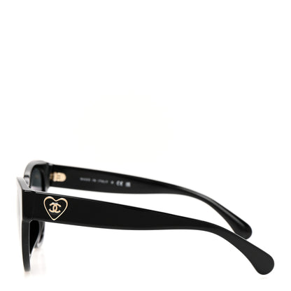 Chanel Acetate Enamel Heart Butterfly Sunglasses 5477-A Black 3 of 8