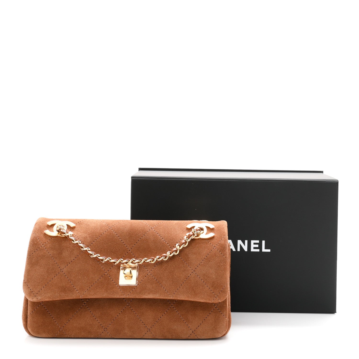 Chanel Suede Calfskin Quilted Small Eyes On You Flap Camel 11 of 11