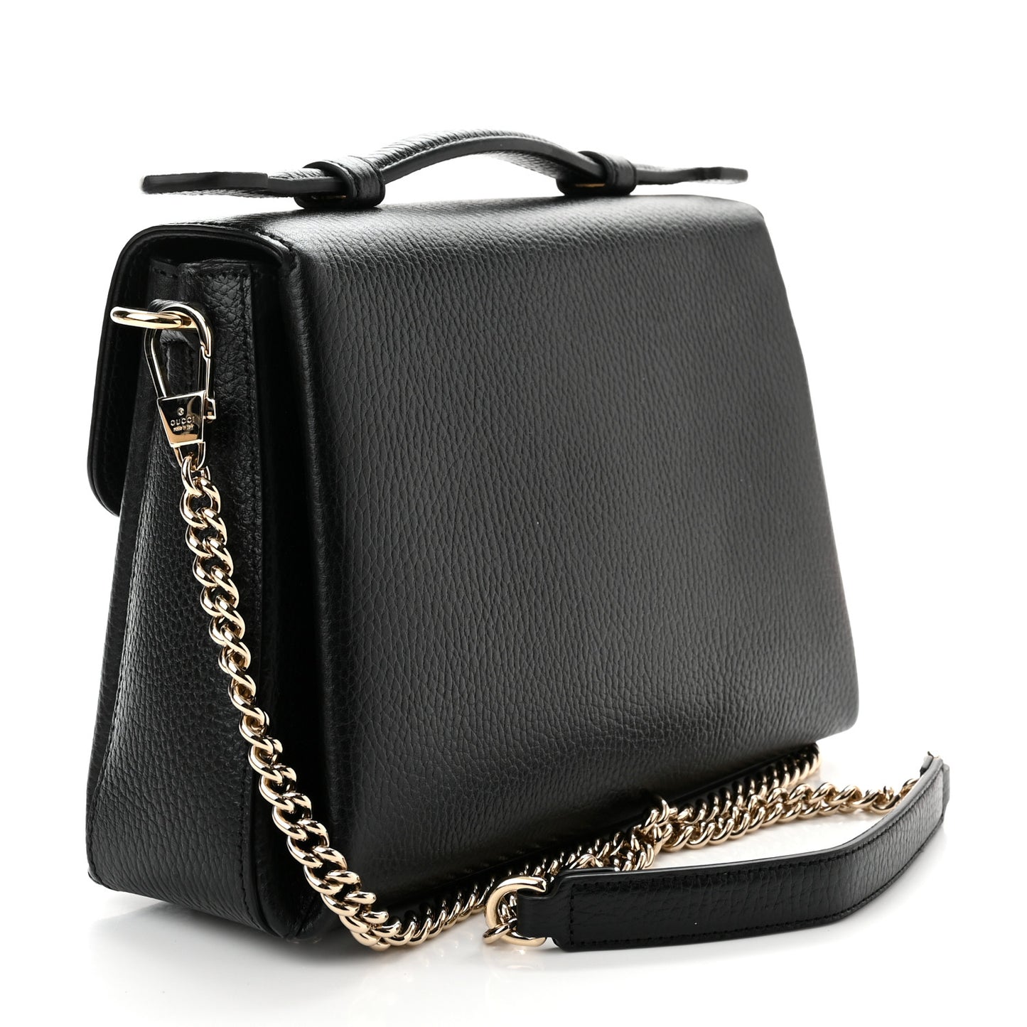 Dollar Calfskin Interlocking G Top Handle Shoulder Bag Black