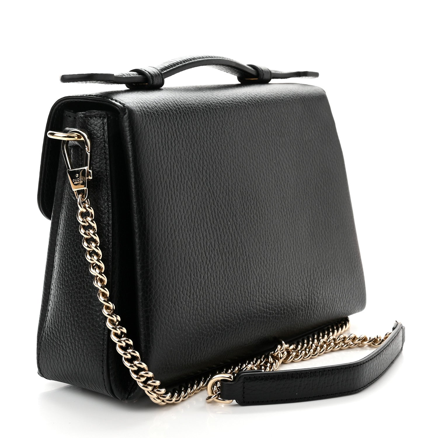 Gucci Dollar Calfskin Interlocking G Top Handle Shoulder Bag Black 3 of 10