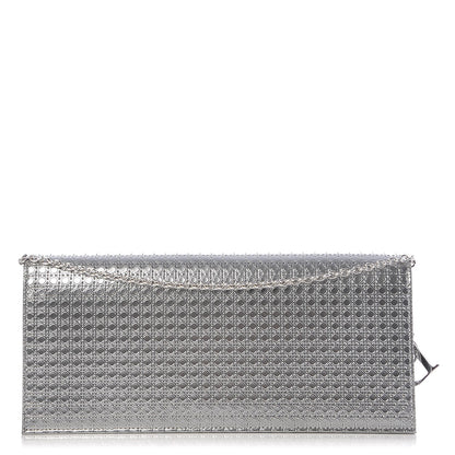 Christian Dior Metallic Patent Micro-Cannage Lady Dior Croisiere Chain Clutch Silver 1 of 6