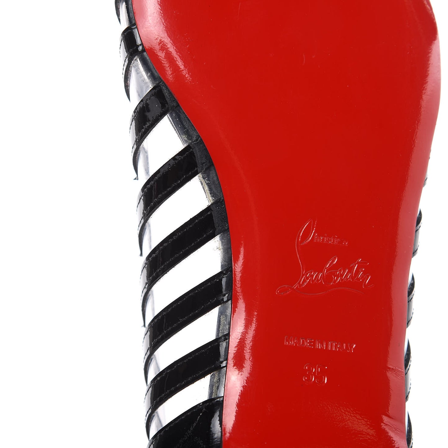 Patent PVC Striped A6 Flats 35 Black