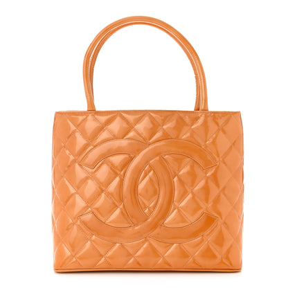 Chanel Patent Quilted Medallion Tote Orange 1 of 10