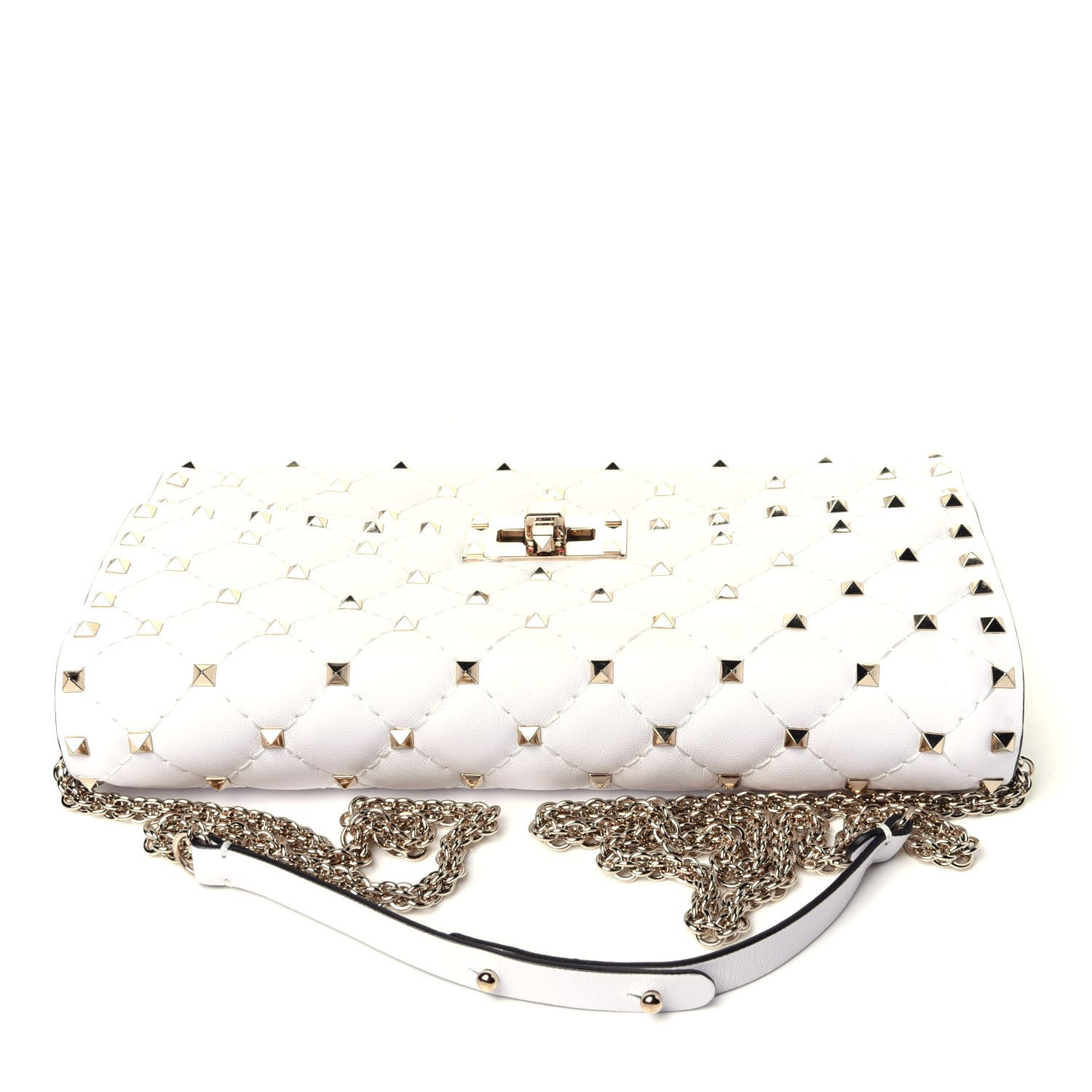 Valentino Garavani Lambskin Rockstud Spike Wallet on Chain White 11 of 11