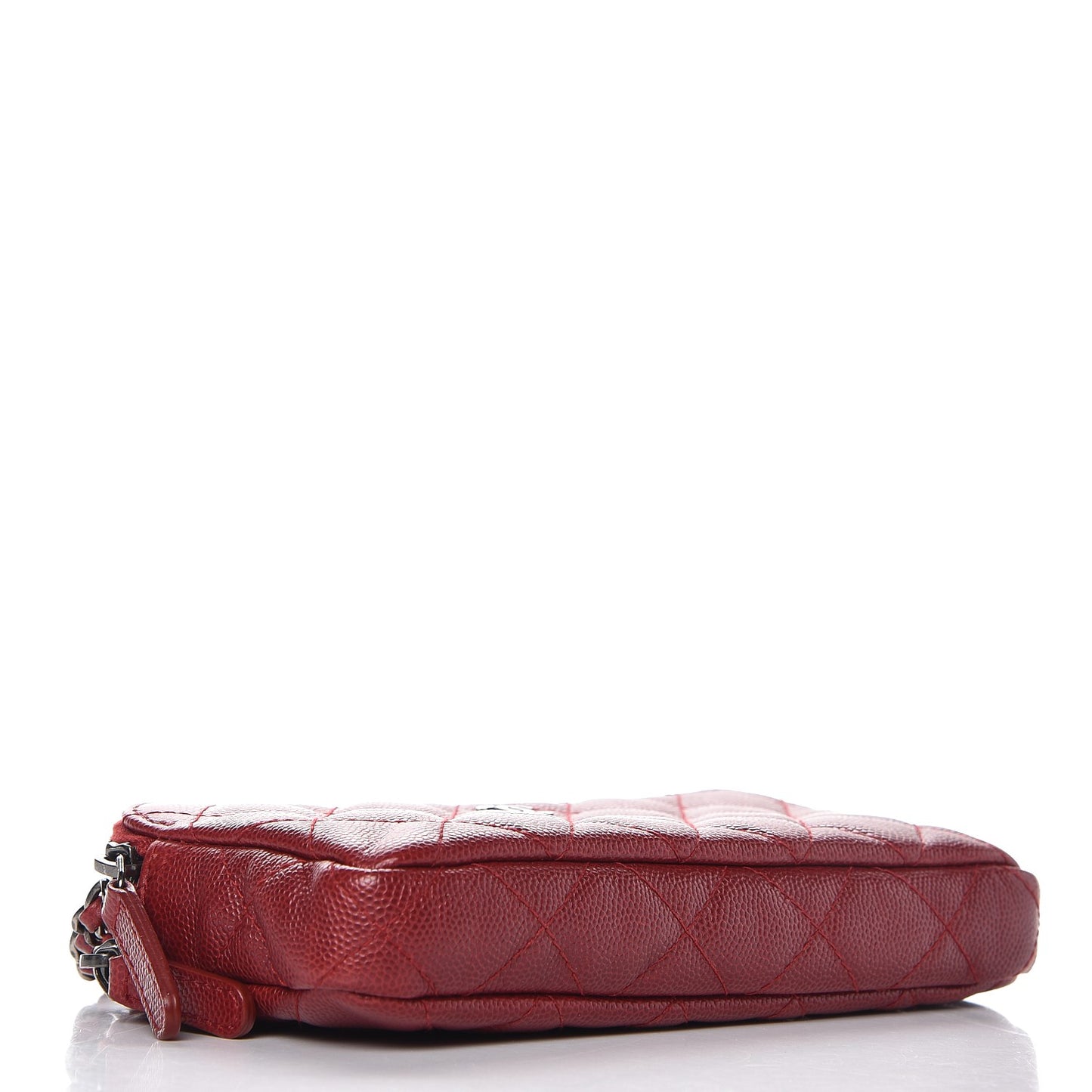 Caviar Quilted Small Clutch With Chain Red