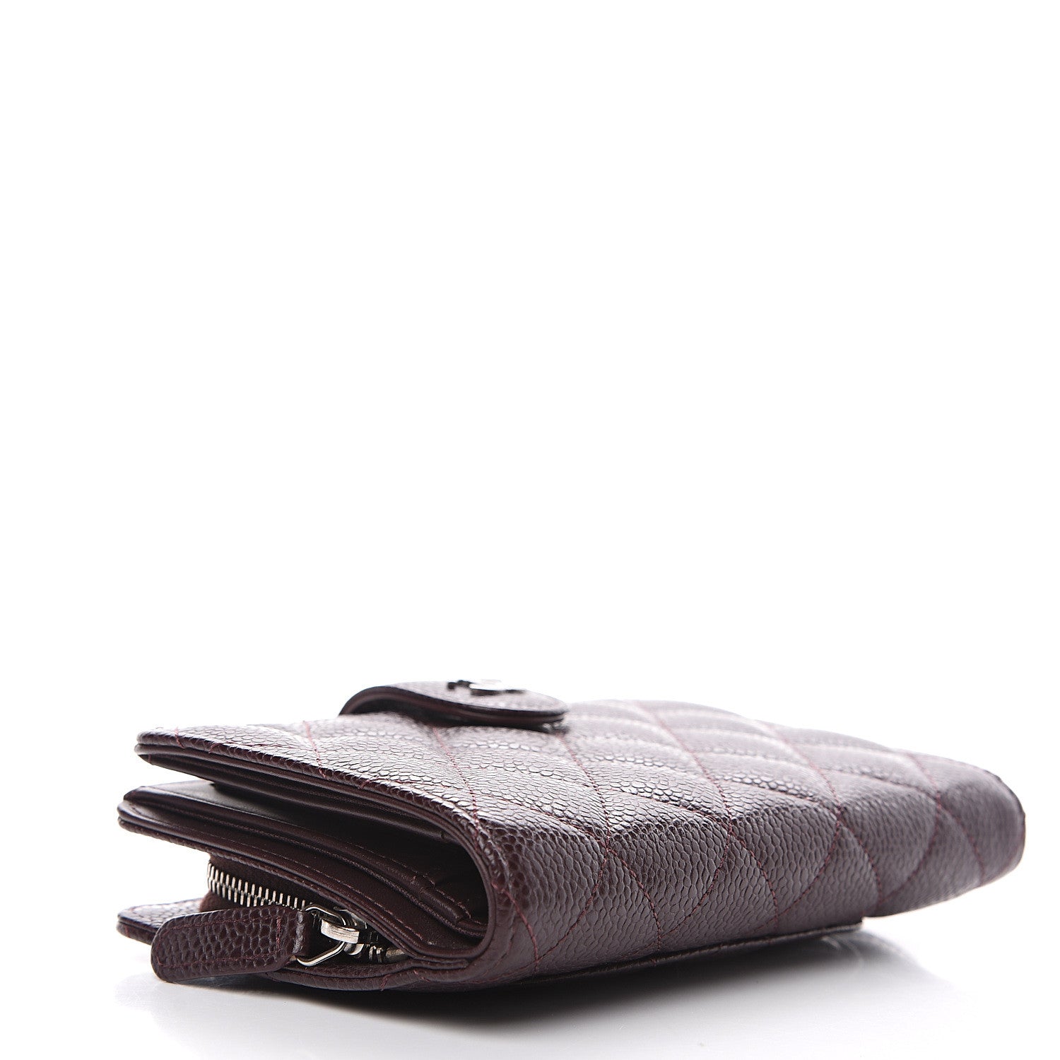 Chanel Caviar Quilted Zipped Pocket Wallet Burgundy 3 of 8