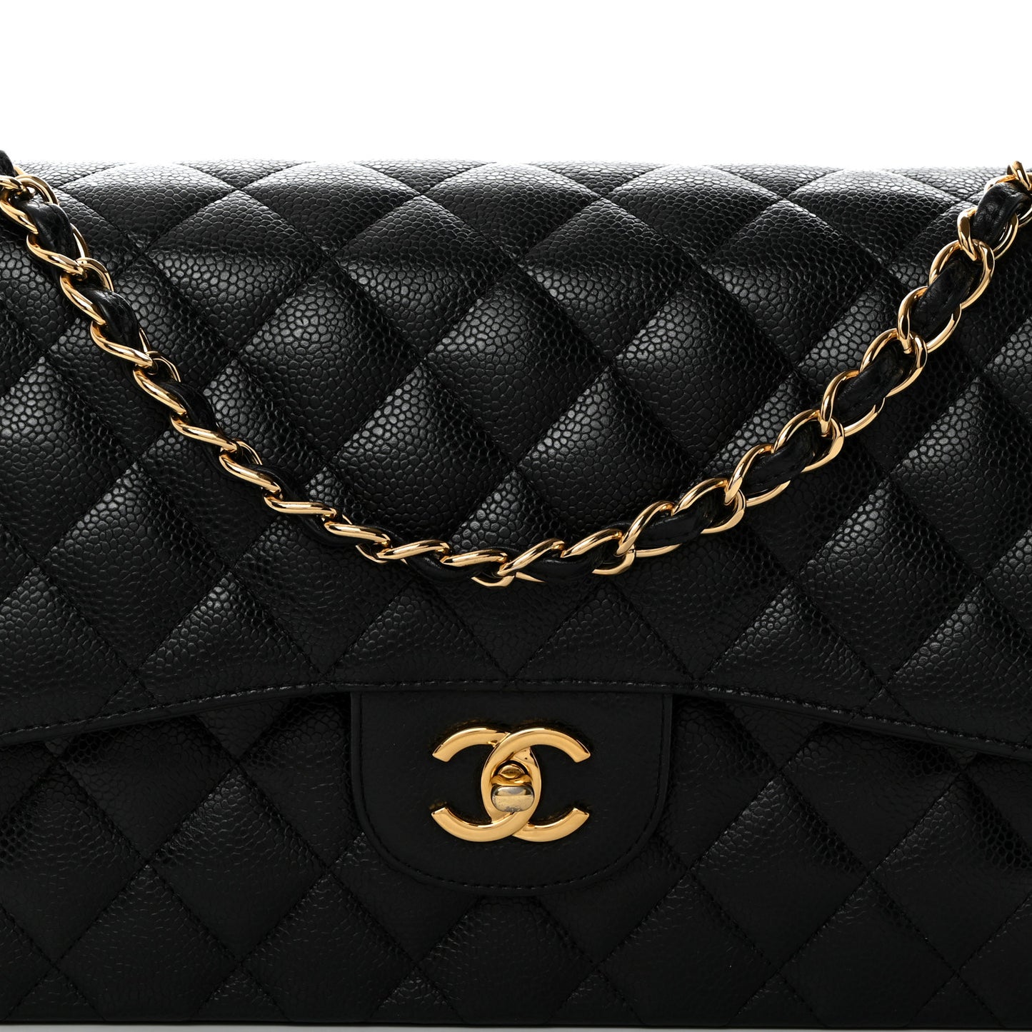 Caviar Quilted Jumbo Double Flap Black