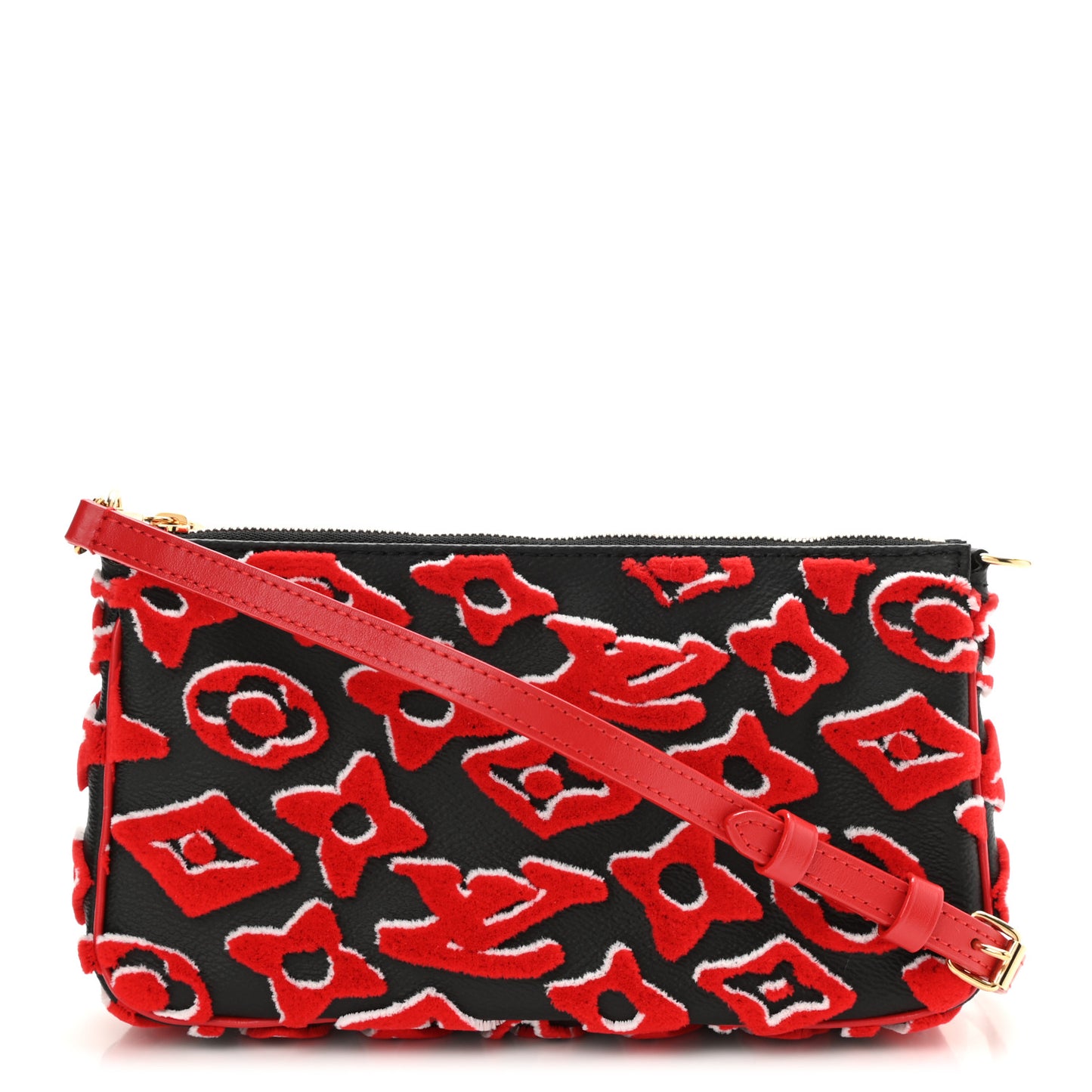 X UF Tufted Monogram Pochette Accessories Black Red